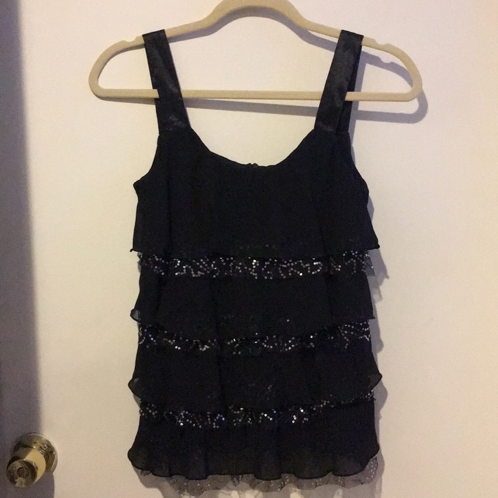 IZ Byer Black Sequin Top